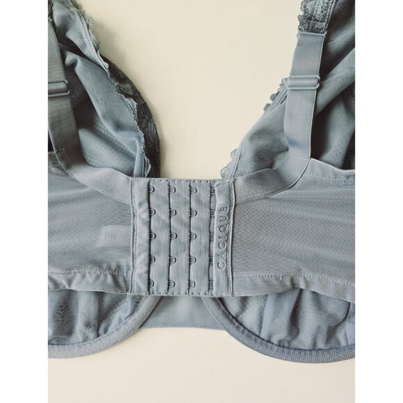 Cacique Modern Unlined Underwire Full Coverage Figure Blue Floral Lace Bra 38I - Picture 5 of 10